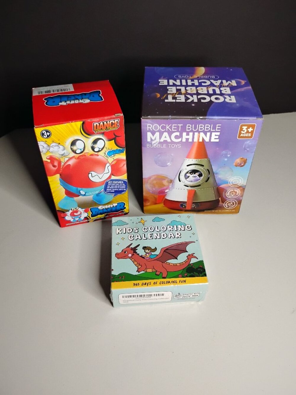 Lot Of 3 Kids Toys Street Dancing Crab, Coloring Calendar, & Bible Rocket